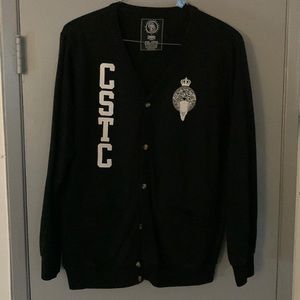 Crooks & Castles Cardigan Sweater/Size-XXL/BLK/WHT